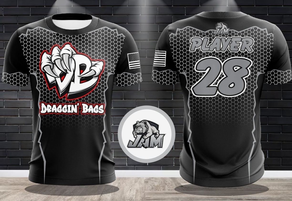 Draggin Bags Draggin Claw - Black Base Red/White Claw Jersey or Cutoff