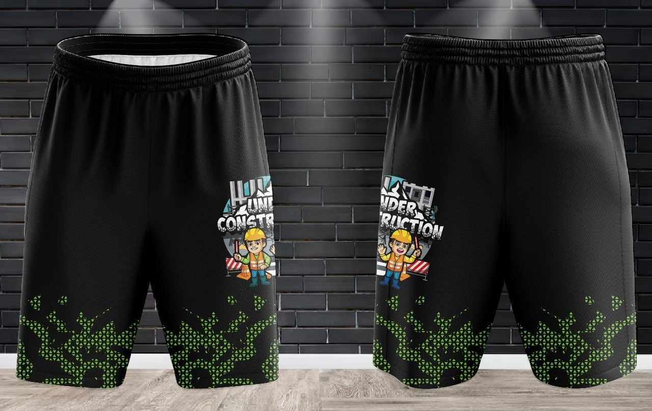 (NEW)Under Construction Performance Drifit Shorts - Black w/Green