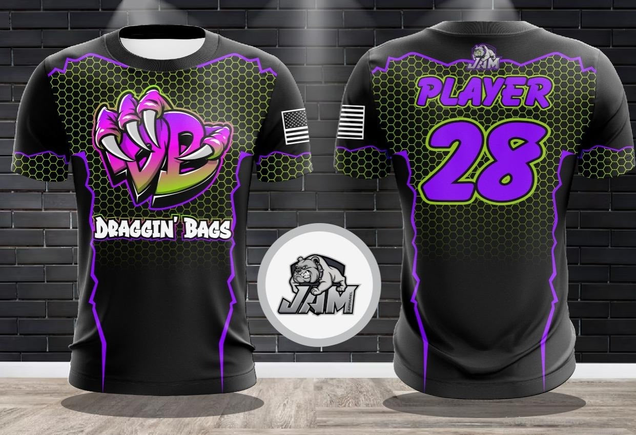 Draggin Bags Draggin Claw - Black Base Purple/Lime Claw Jersey or Cutoff