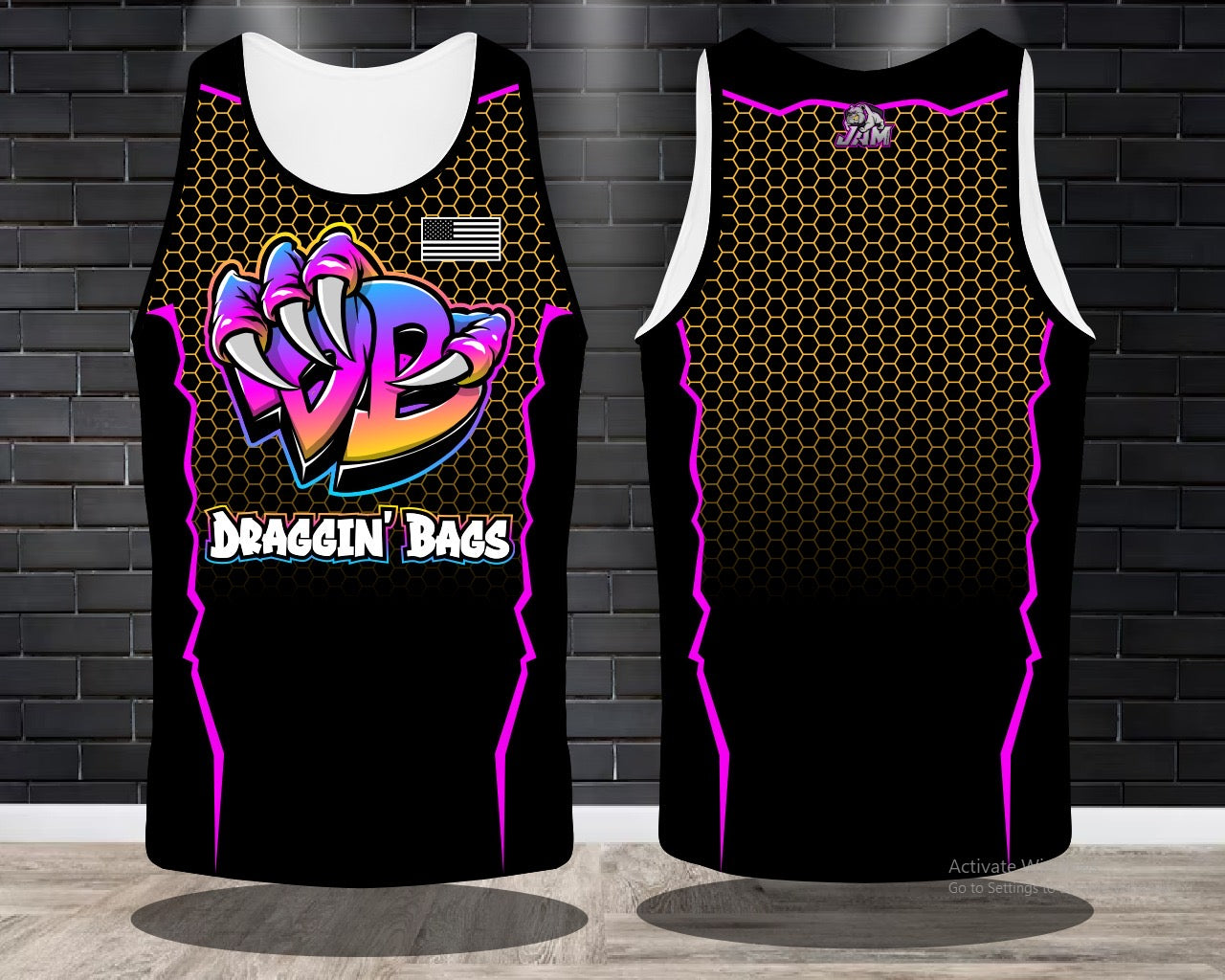 Draggin Bags Draggin Claw - Ladies Racerback Tank or Unisex Tank Top - Black w/Purple Blue Claw