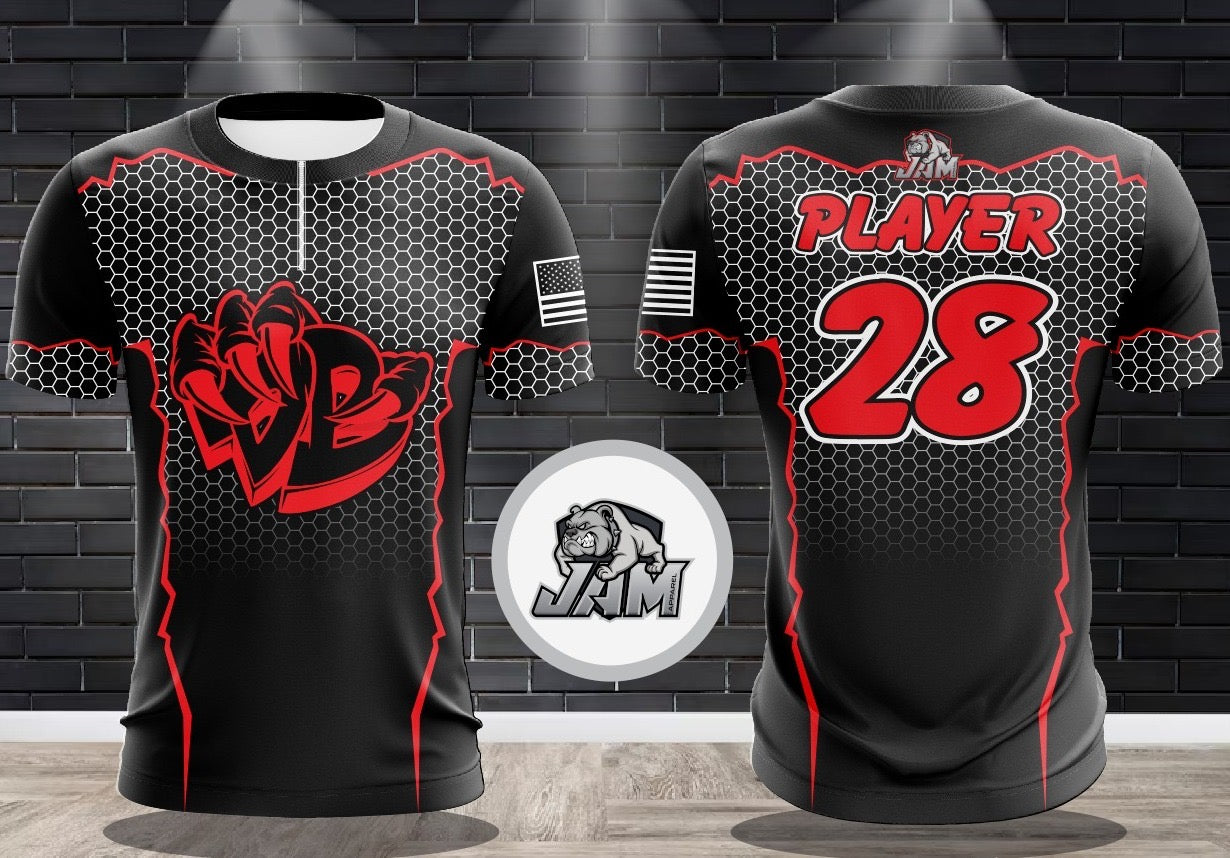 Draggin Bags Draggin Claw 1/4 Zip Jersey - Black w/Red Black Claw