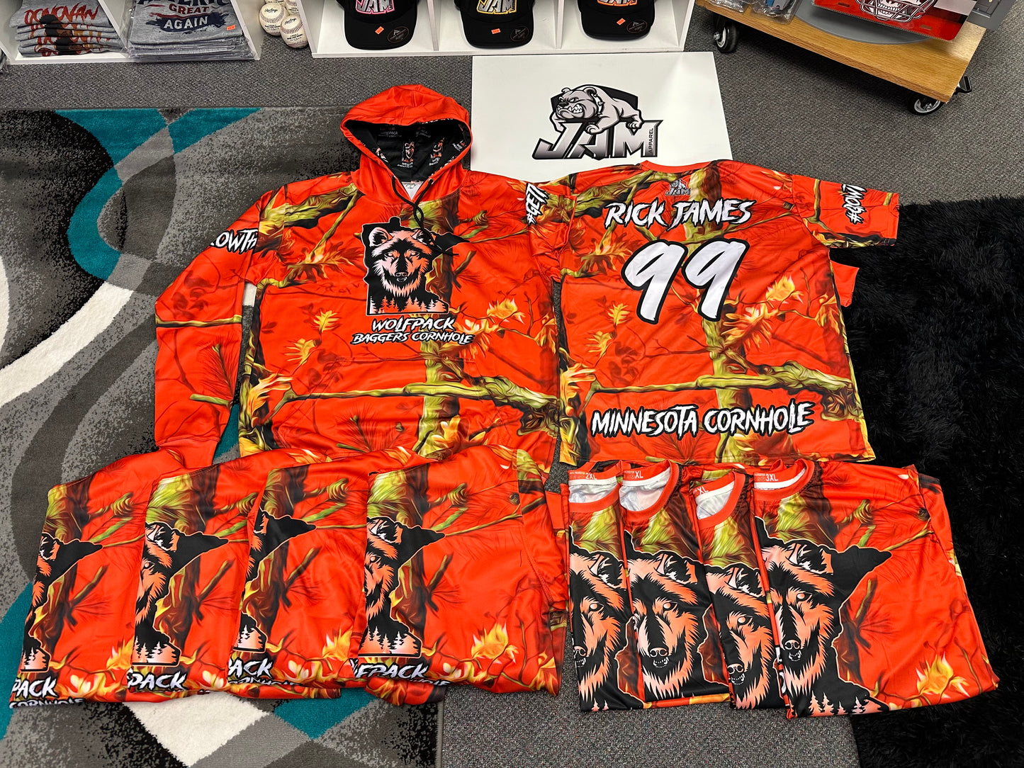(NEW)Wolfpack Baggers Hunters Orange Edition Performance Hooded Sweatshirt
