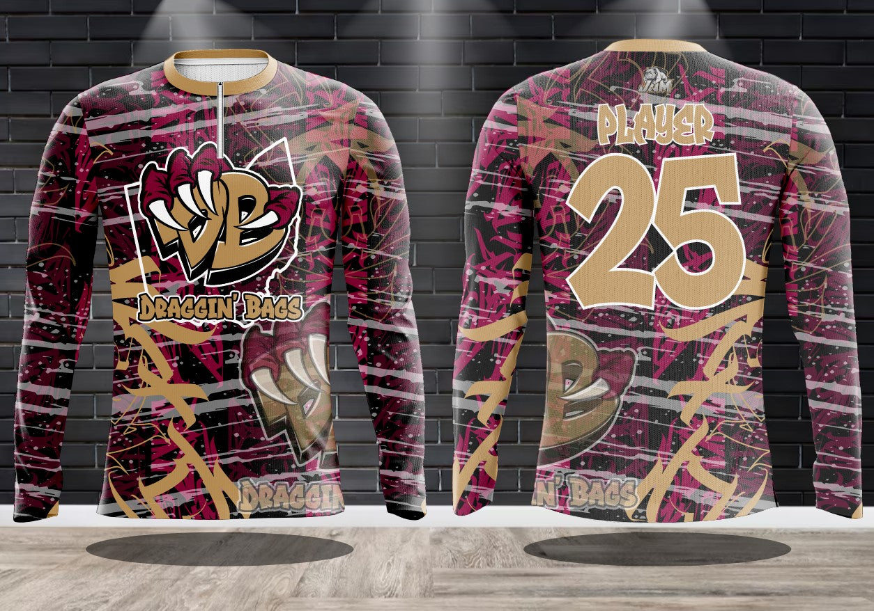 (NEW)Draggin Bags Ohio Edition Performance Drifit 1/4 Zip Jersey(s) - Short or Long Sleeve