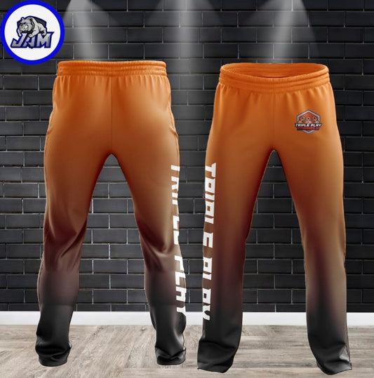 (NEW)Triple Play Cornhole - Orange to Black Ombre Performance Sweatpants