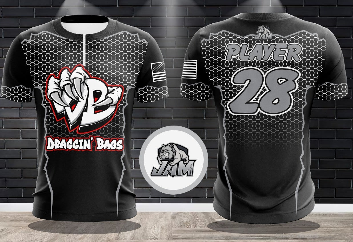 Draggin Bags Draggin Claw 1/4 Zip Jersey - Black w/White Red Claw