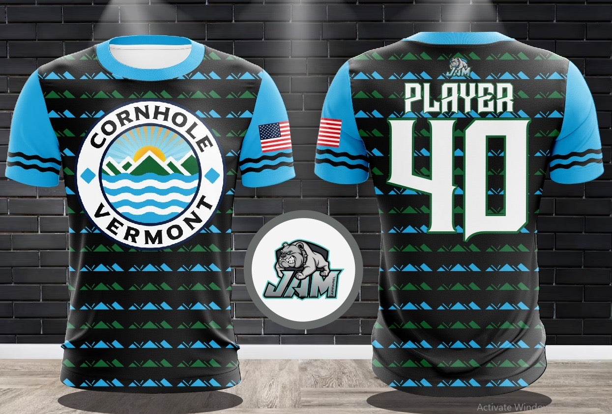 (NEW)Cornhole Vermont Jersey - Black/Blue Edition