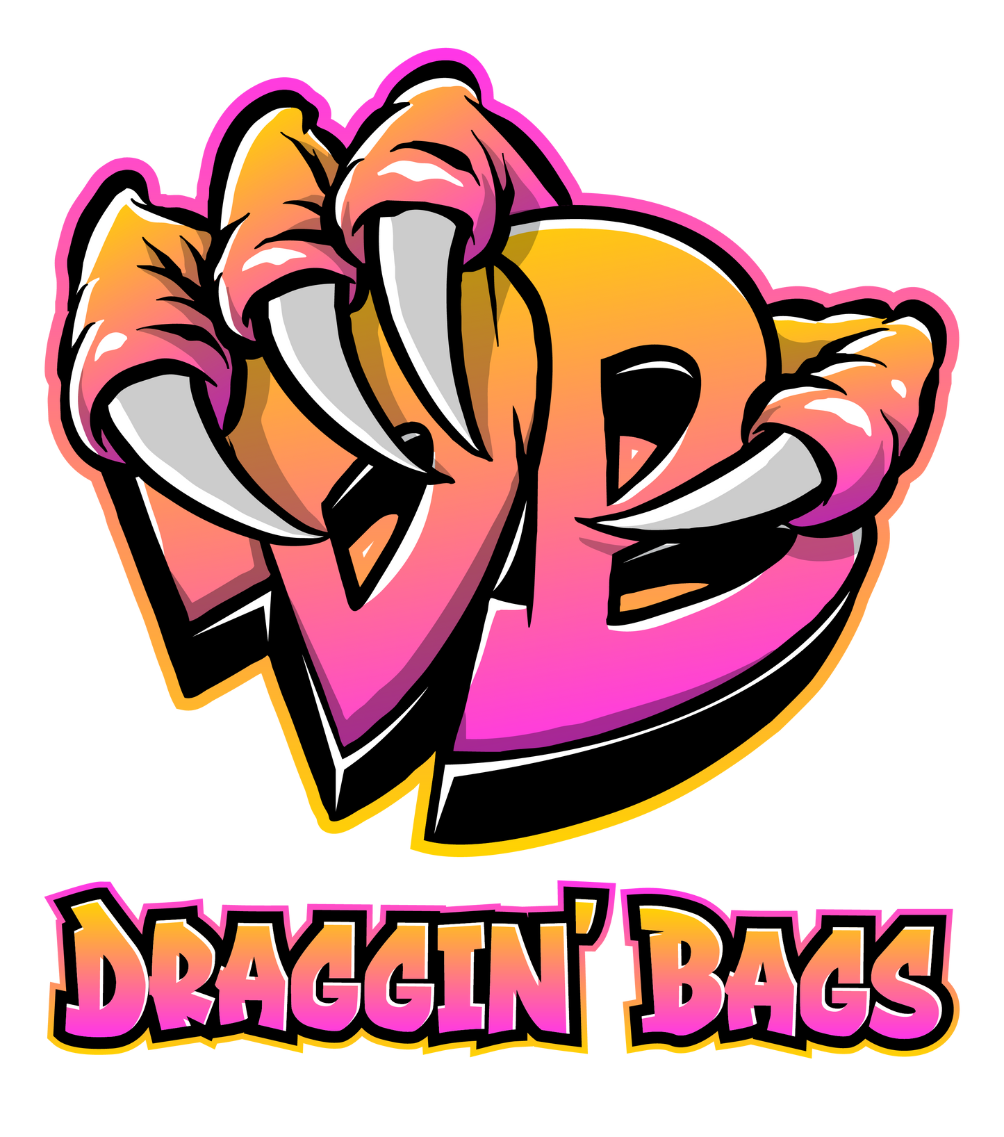 (NEW)Draggin Bags Draggin Claw Performance Shorts - Pink w/Yellow/Pink Claw