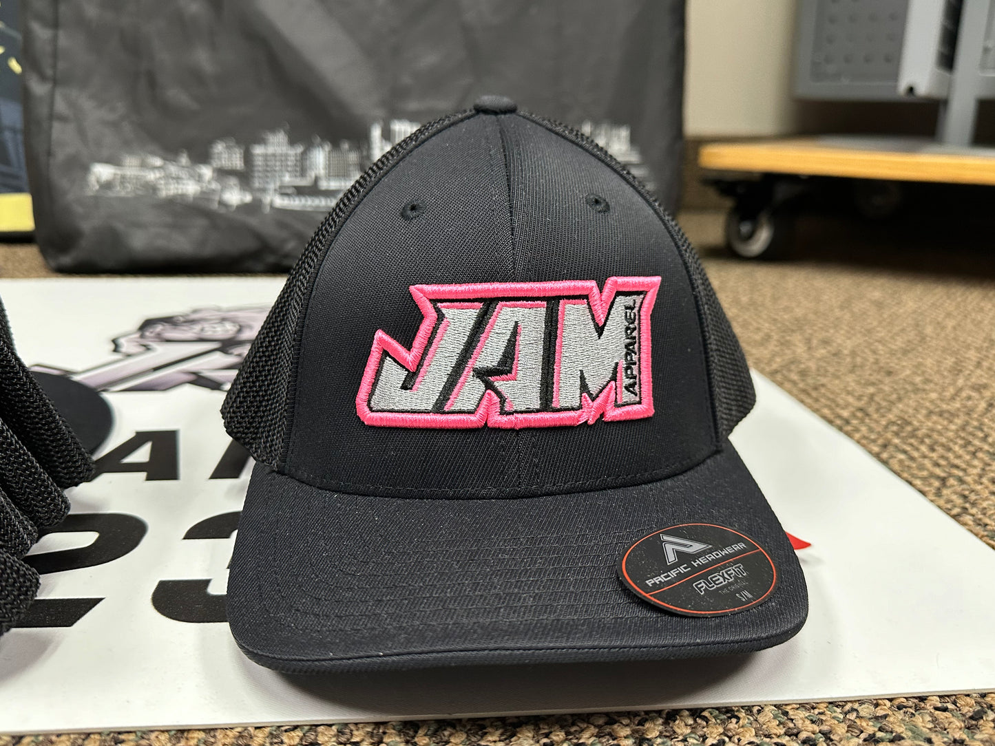(NEW)JAM FlexFit 3D Embroidered Hats - Pink Logo