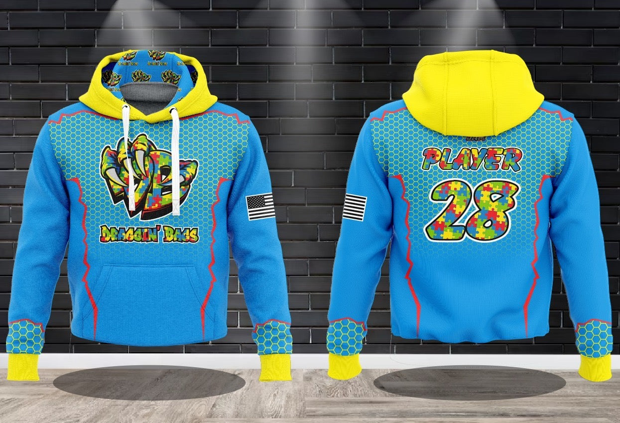 (NEW)Draggin Bags Autism Awareness Draggin Claw Performance Hooded Sweatshirt(s) - 2 Styles Available