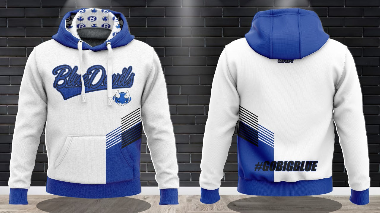 (NEW)Brunswick Blue Devils Football Performance Hooded Sweatshirt - White