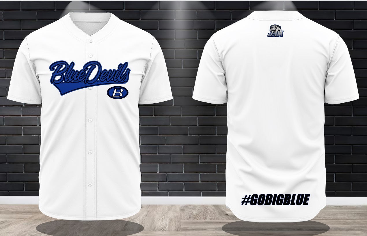 (NEW)Brunswick Blue Devils Button Down Baseball Jersey