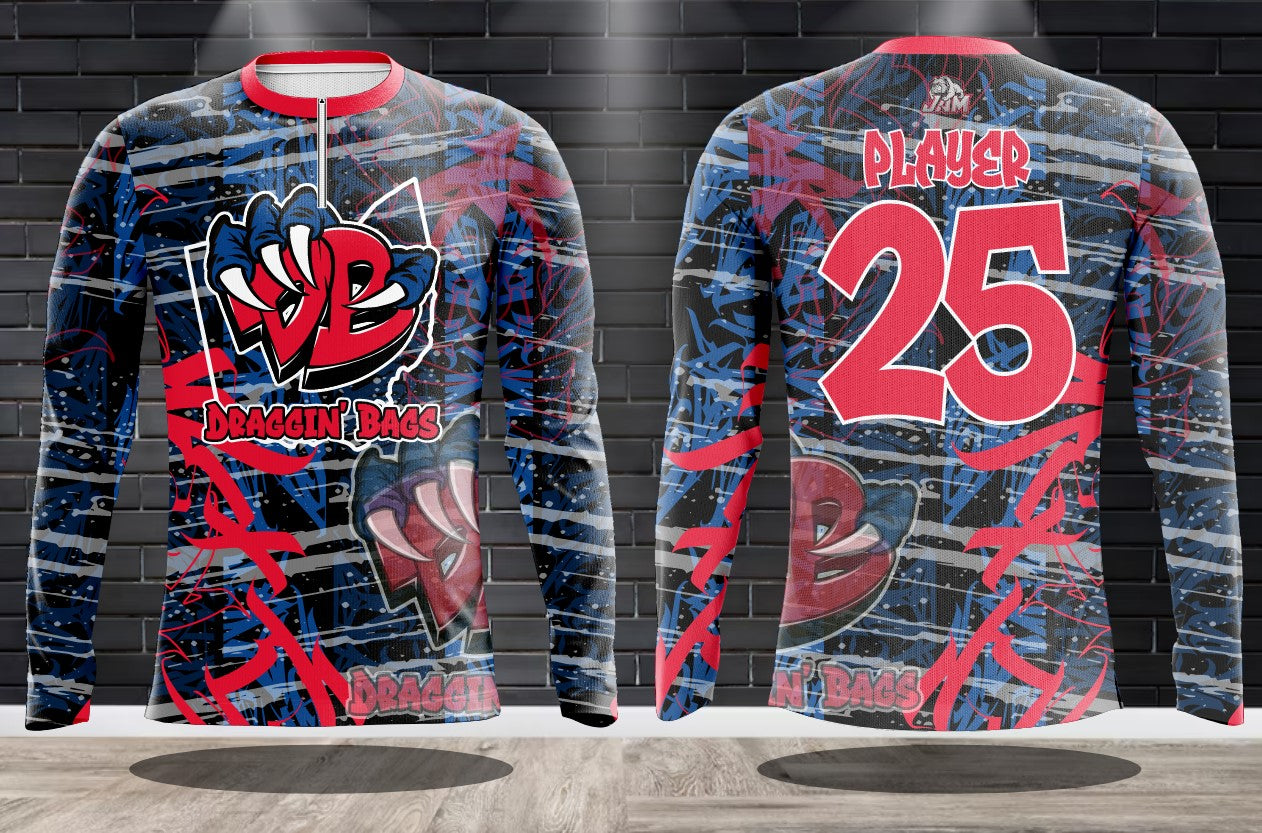 (NEW)Draggin Bags Ohio Edition Performance Drifit 1/4 Zip Jersey(s) - Short or Long Sleeve