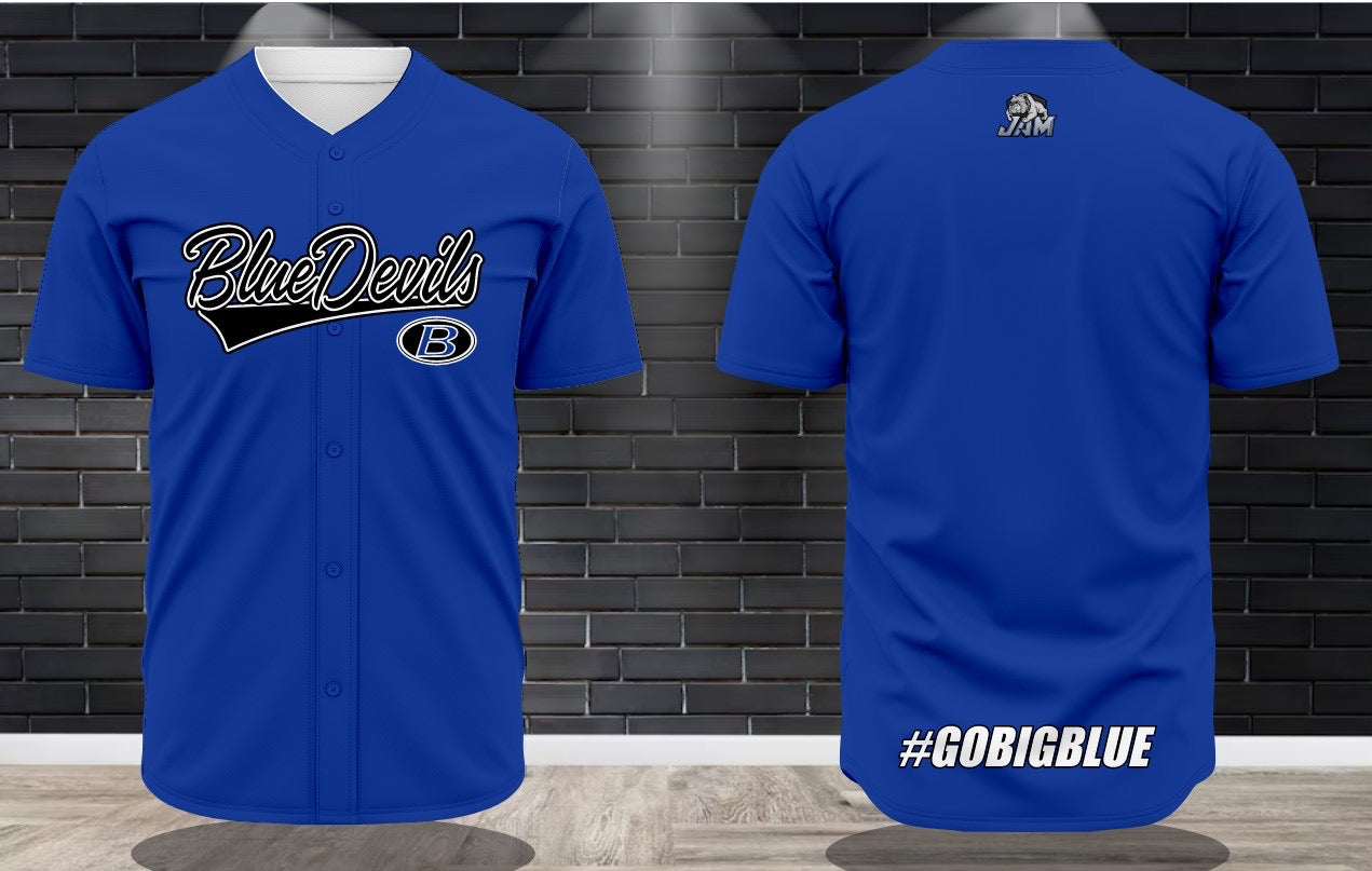 NEW Brunswick Blue Devils Button Down Baseball Jersey JAM Apparel