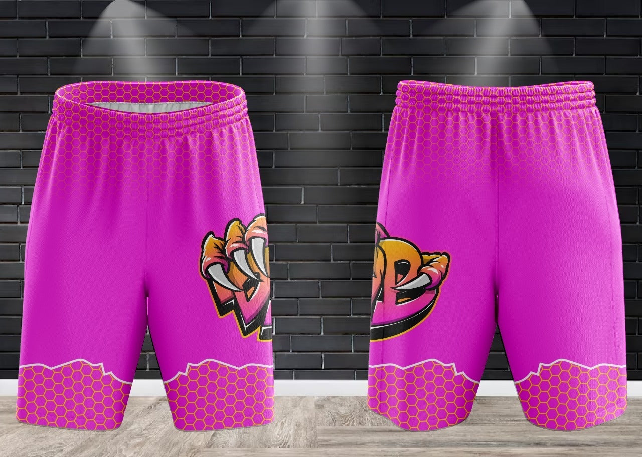 (NEW)Draggin Bags Draggin Claw Performance Shorts - Pink w/Yellow/Pink Claw