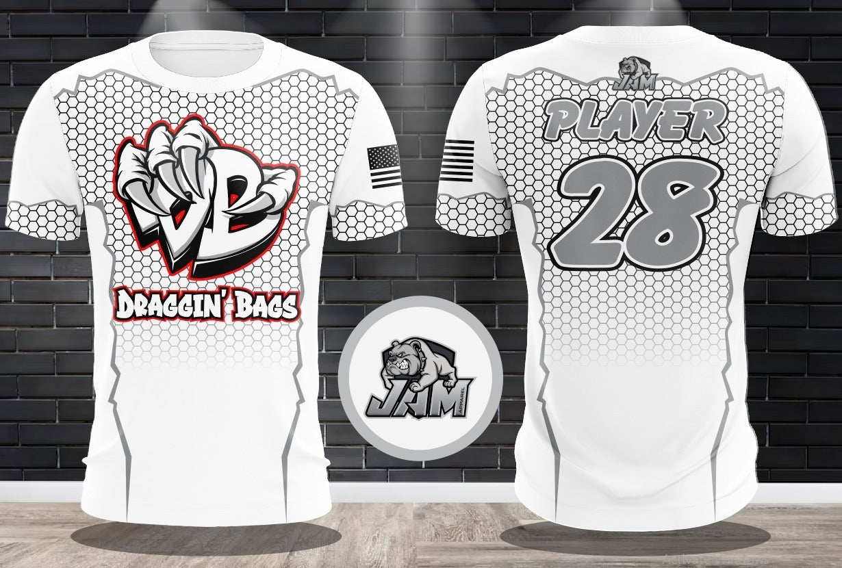 Draggin Bags Draggin Claw - White Base Red/White Claw Jersey or Cutoff