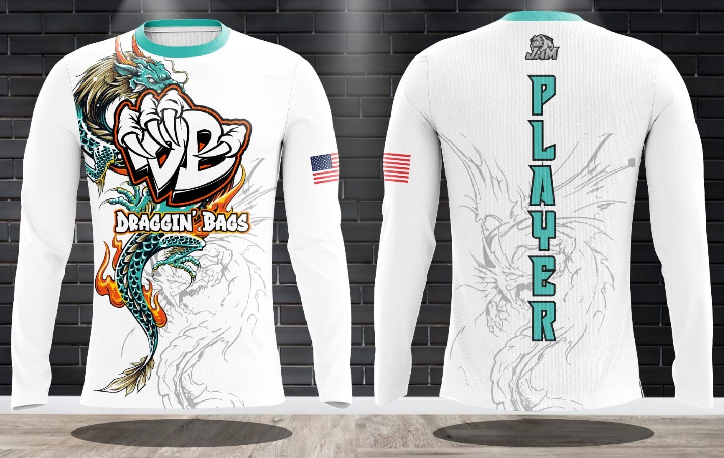 (NEW)Draggin Bags Double Dragon Performance Long Sleeve Jersey(s) - NEW LOGO