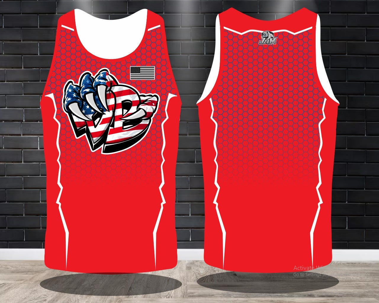 Draggin Bags Draggin Claw - Ladies Racerback Tank or Unisex Tank Top - Red w/America Claw