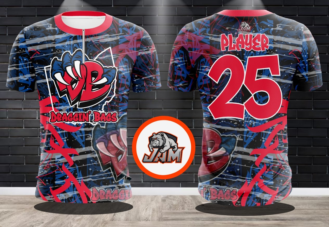 (NEW)Draggin Bags Ohio Edition Performance Drifit 1/4 Zip Jersey(s) - Short or Long Sleeve