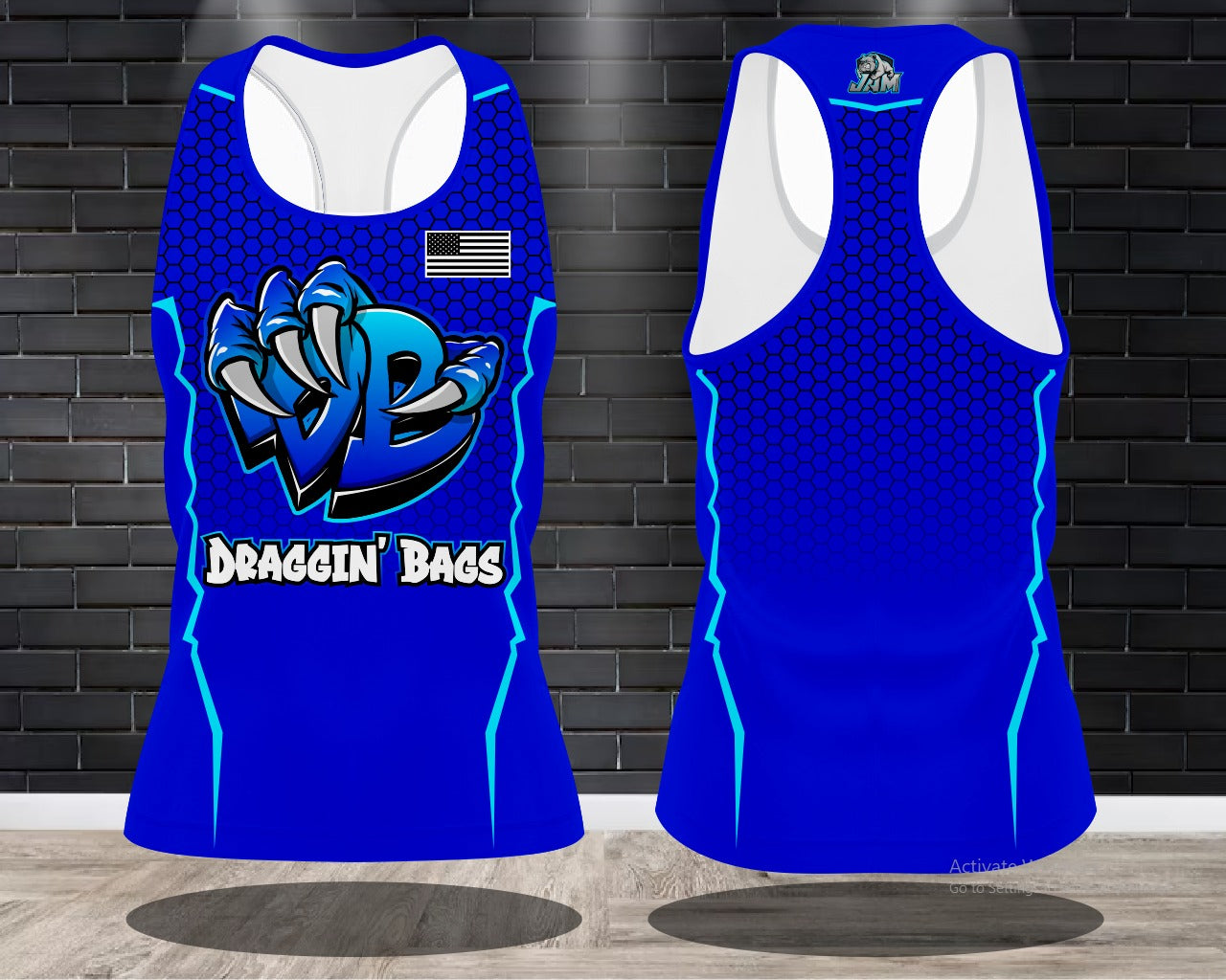 Draggin Bags Draggin Claw - Ladies Racerback Tank or Unisex Tank Top - Blue