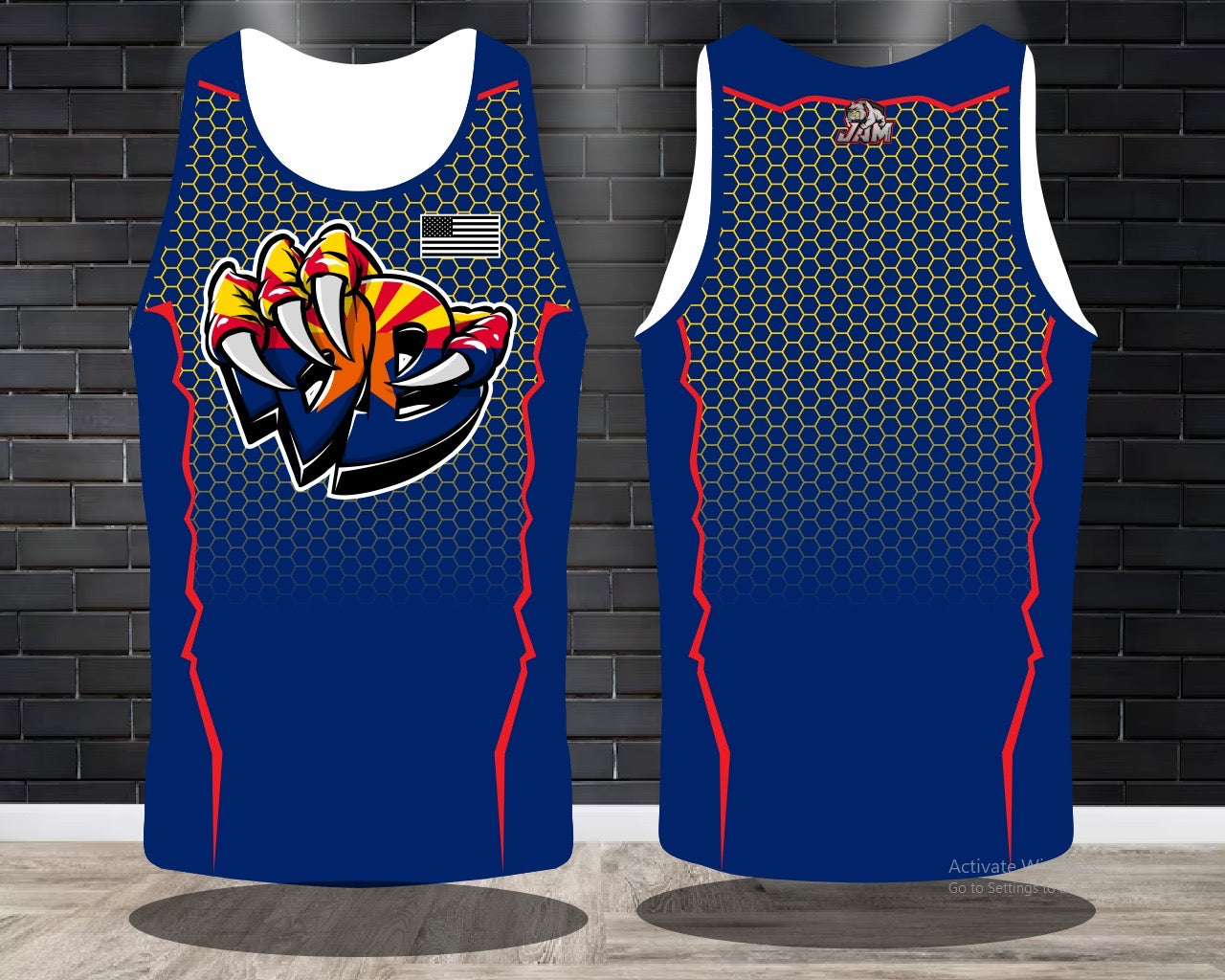 Draggin Bags Draggin Claw - Ladies Racerback Tank or Unisex Tank Too - Navy w/Arizona Claw