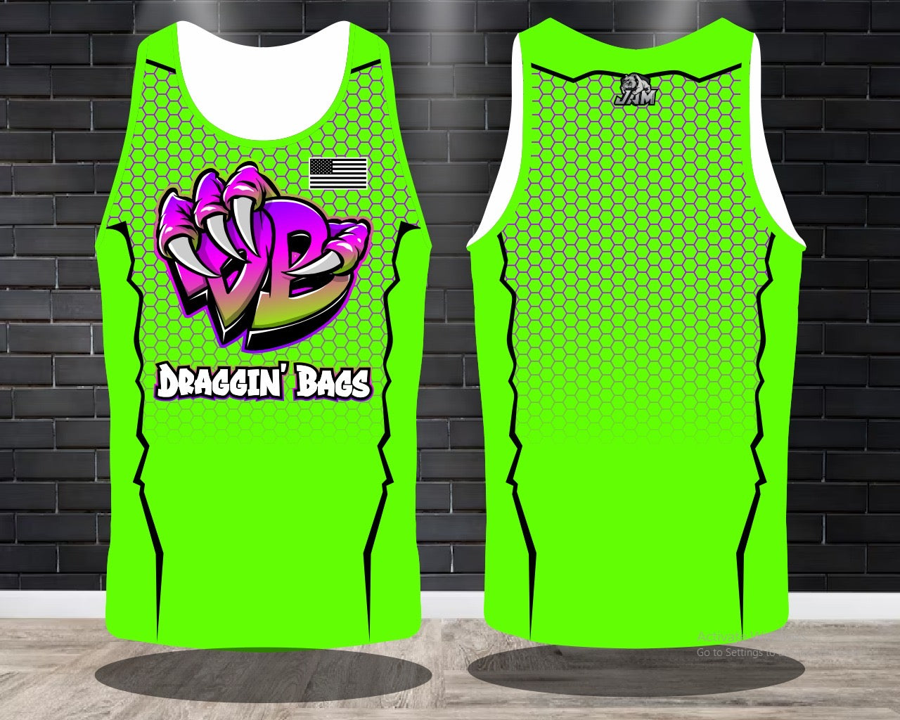 Draggin Bags Draggin Claw - Ladies Racerback Tank or Unisex Tank - Green w/Purple Green Claw