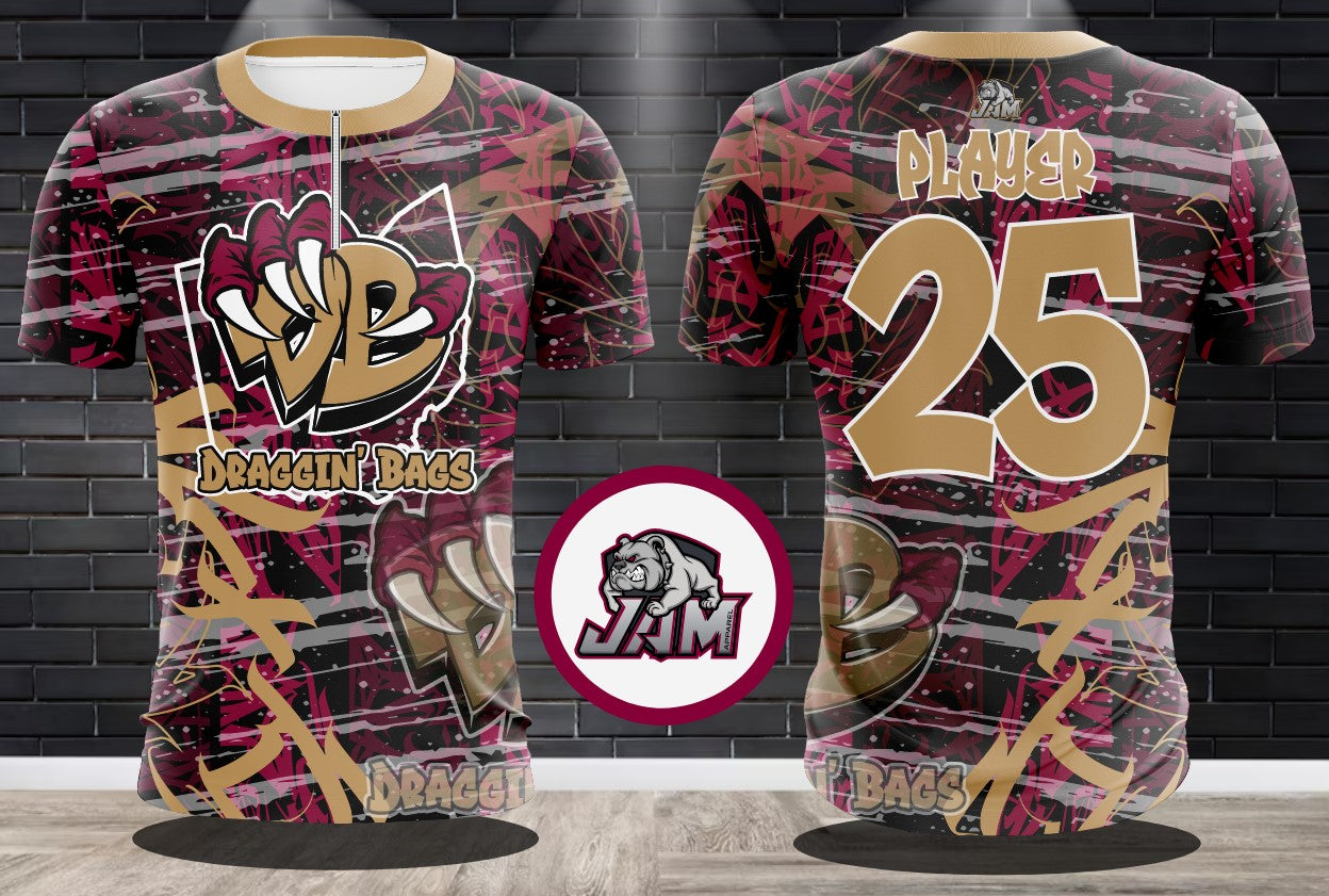 (NEW)Draggin Bags Ohio Edition Performance Drifit 1/4 Zip Jersey(s) - Short or Long Sleeve