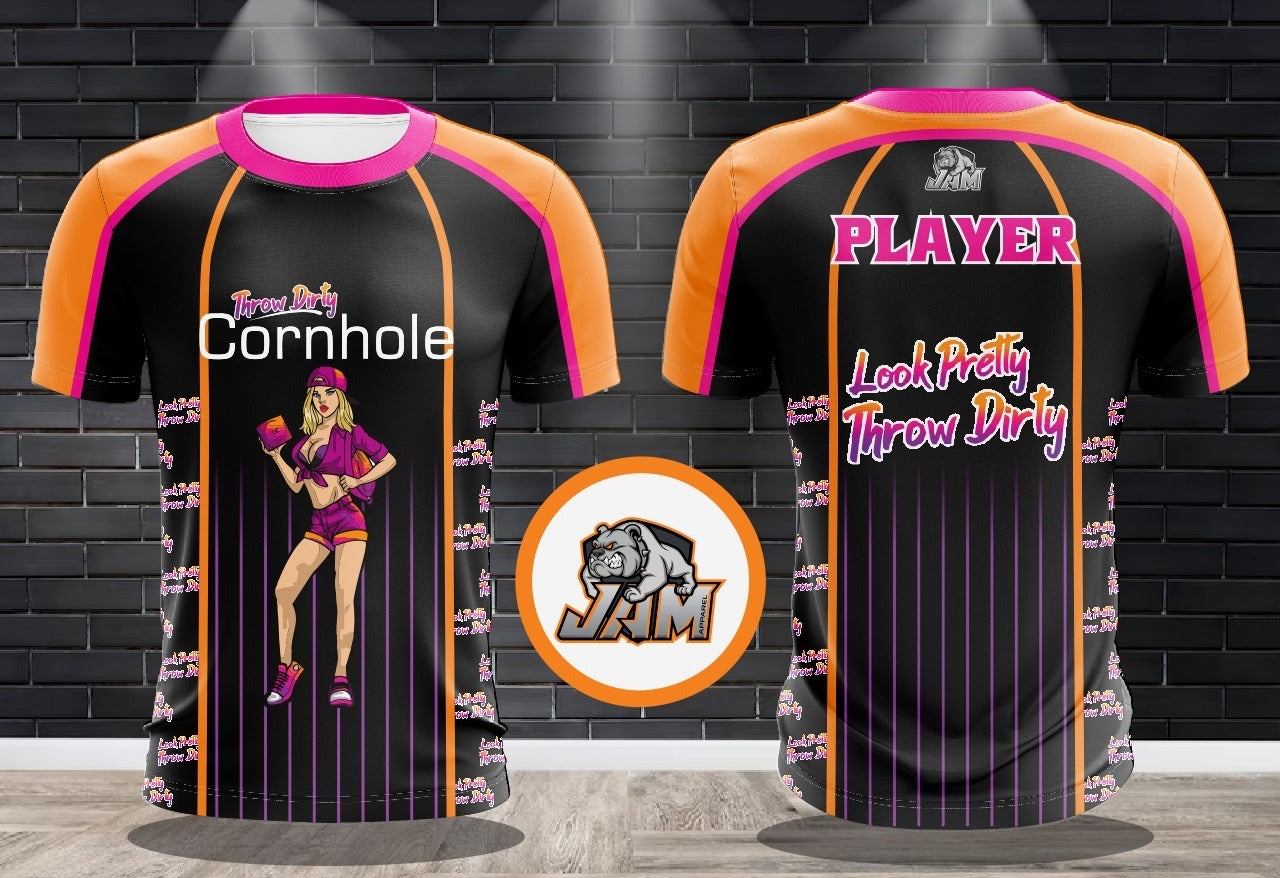 (NEW)Throw Dirty Cornhole - Black Base Jersey