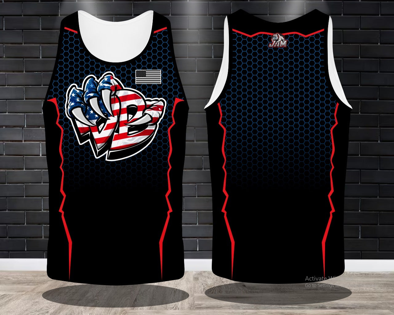 Draggin Bags Draggin Claw- Ladies Racerback Tank or Unisex Tank Top - Black w/America Claw