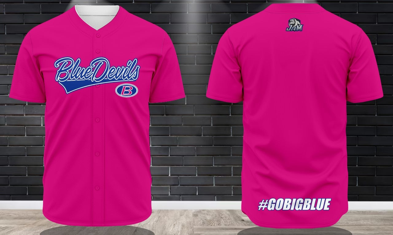 (NEW)Brunswick Blue Devils Button Down Baseball Jersey