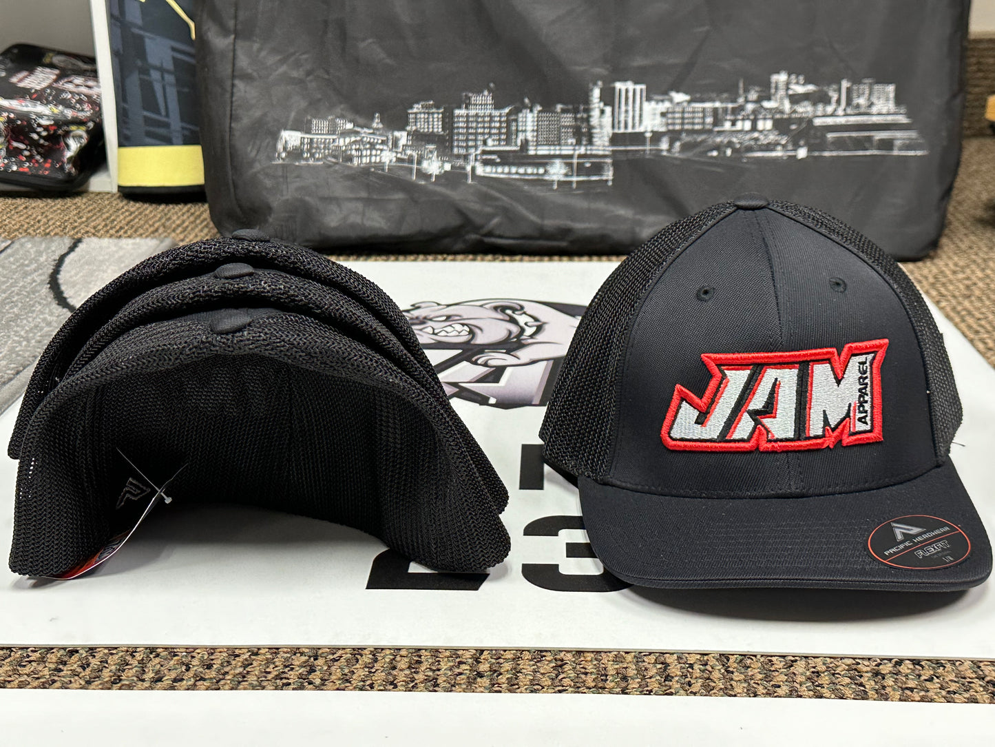 FlexFit 3D Embroidered Hat - Red Logo