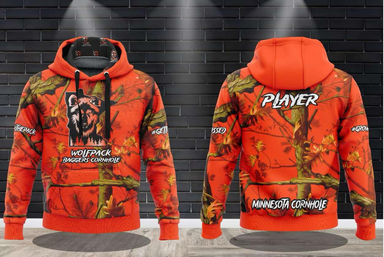 (NEW)Wolfpack Baggers Hunters Orange Edition Performance Hooded Sweatshirt