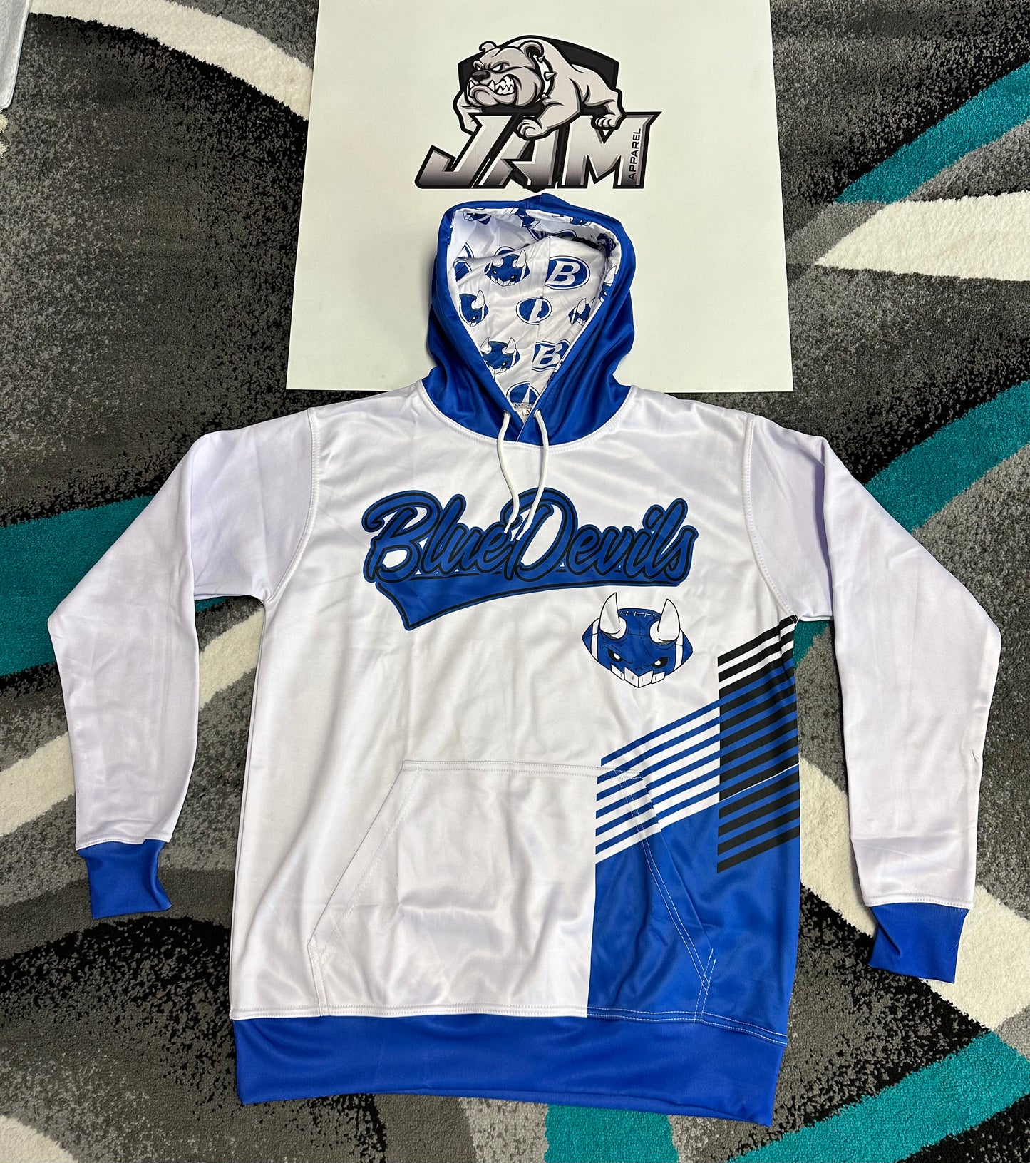 (NEW)Brunswick Blue Devils Football Performance Hooded Sweatshirt - White