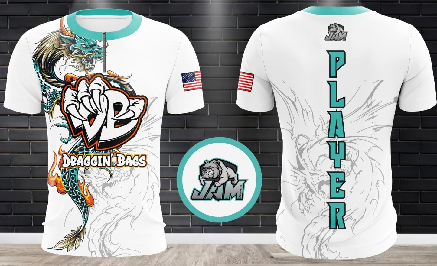 (NEW)Draggin Bags Double Dragon 1/4 Zip Jersey - NEW LOGO