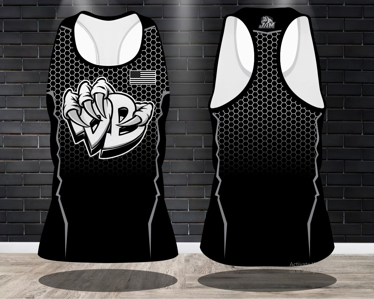 Draggin Bags Draggin Claw - Ladies Racerback Tank or Unisex Tank Top - Black w/Whiteout Claw