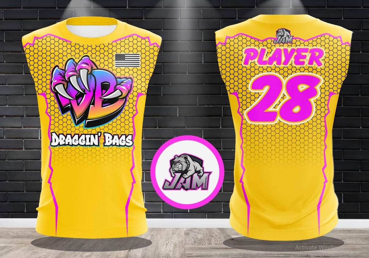 Draggin Bags Draggin Claw - Yellow Base Purple/Blue Claw Jersey or Cutoff