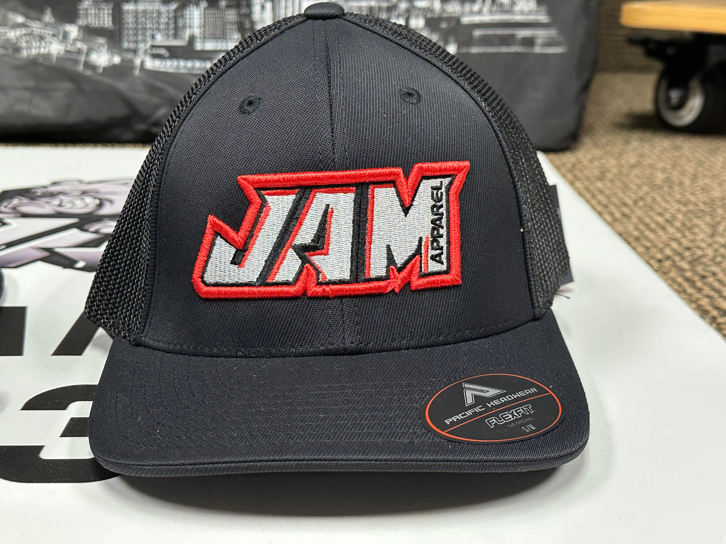 FlexFit 3D Embroidered Hat - Red Logo