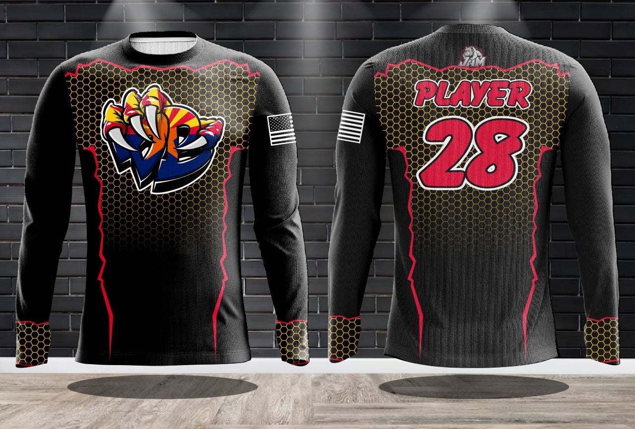 (NEW)Draggin Bags Draggin Claw Long Sleeve Jersey - Black Base w/Arizona Claw