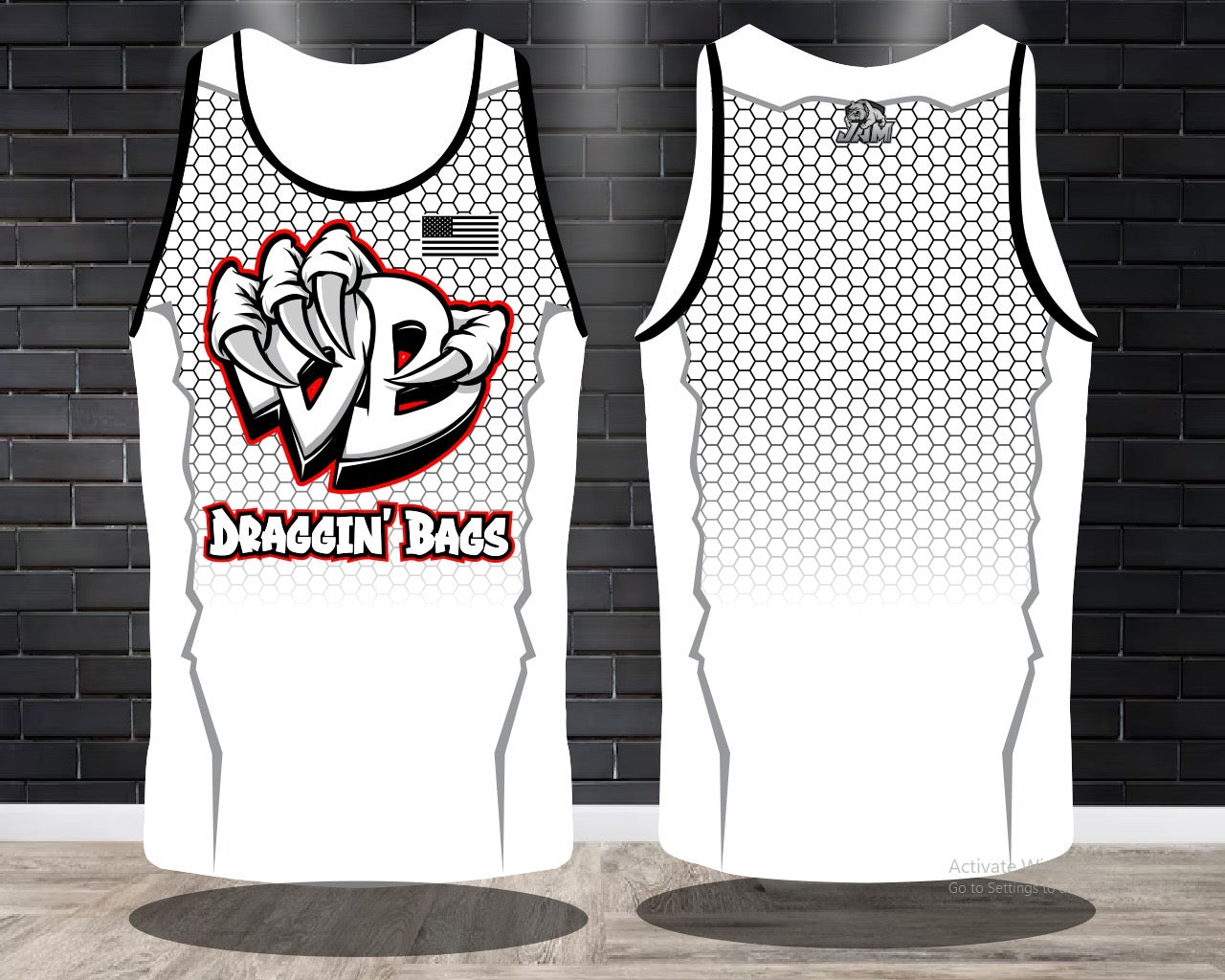 Draggin Bags Draggin Claws - Ladies Racerback Tank or Unisex Tank - White w/White Red Claw