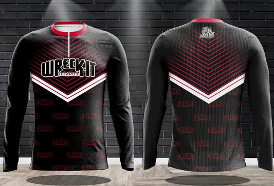 (NEW)Wreck-It Boards - Badger Edition 1/4 Zip Long Sleeve Jersey