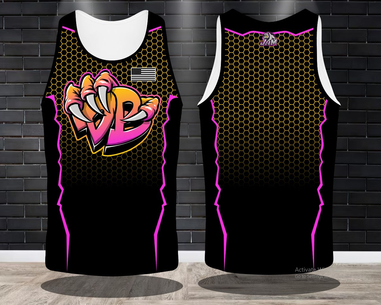 Draggin Bags Draggin Claw - Ladies Racerback or Unisex Tank Top - Black w/Orange Pink Claw