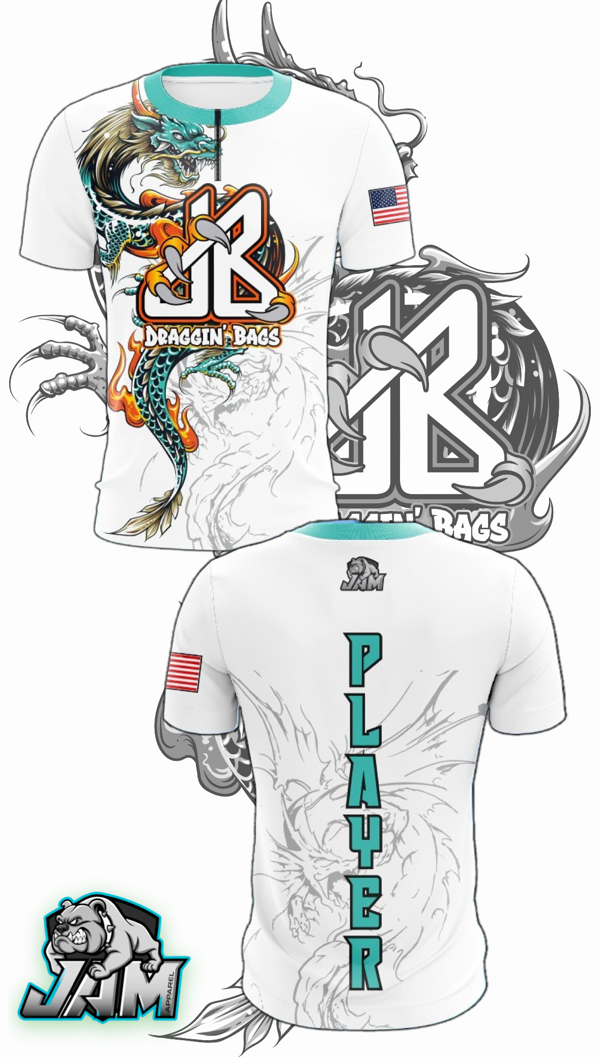 Draggin Bags Double Draggin OG Logo - White 1/4 Zip Jersey