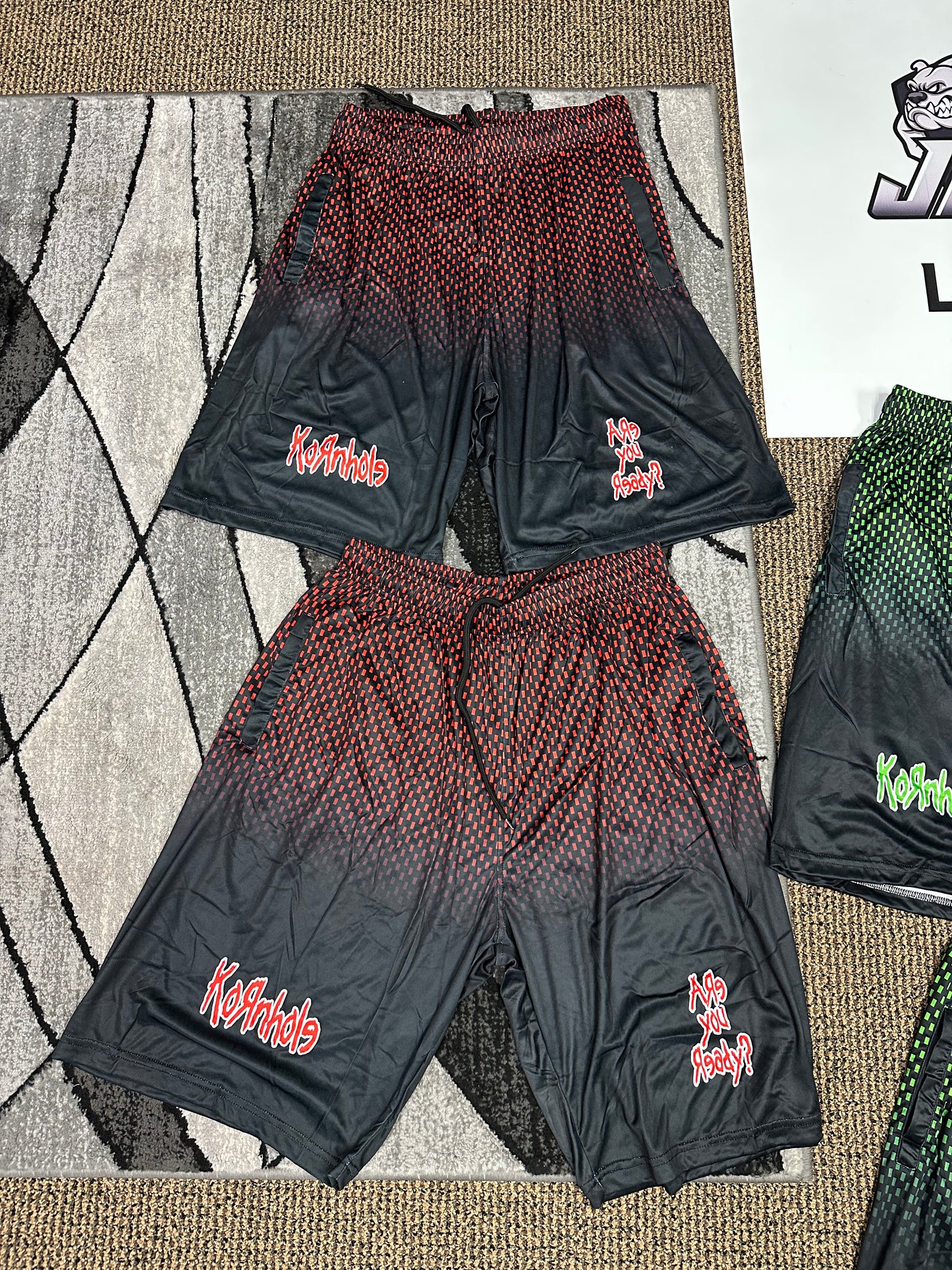KornHole Are You Ready Drifit Shorts -Red