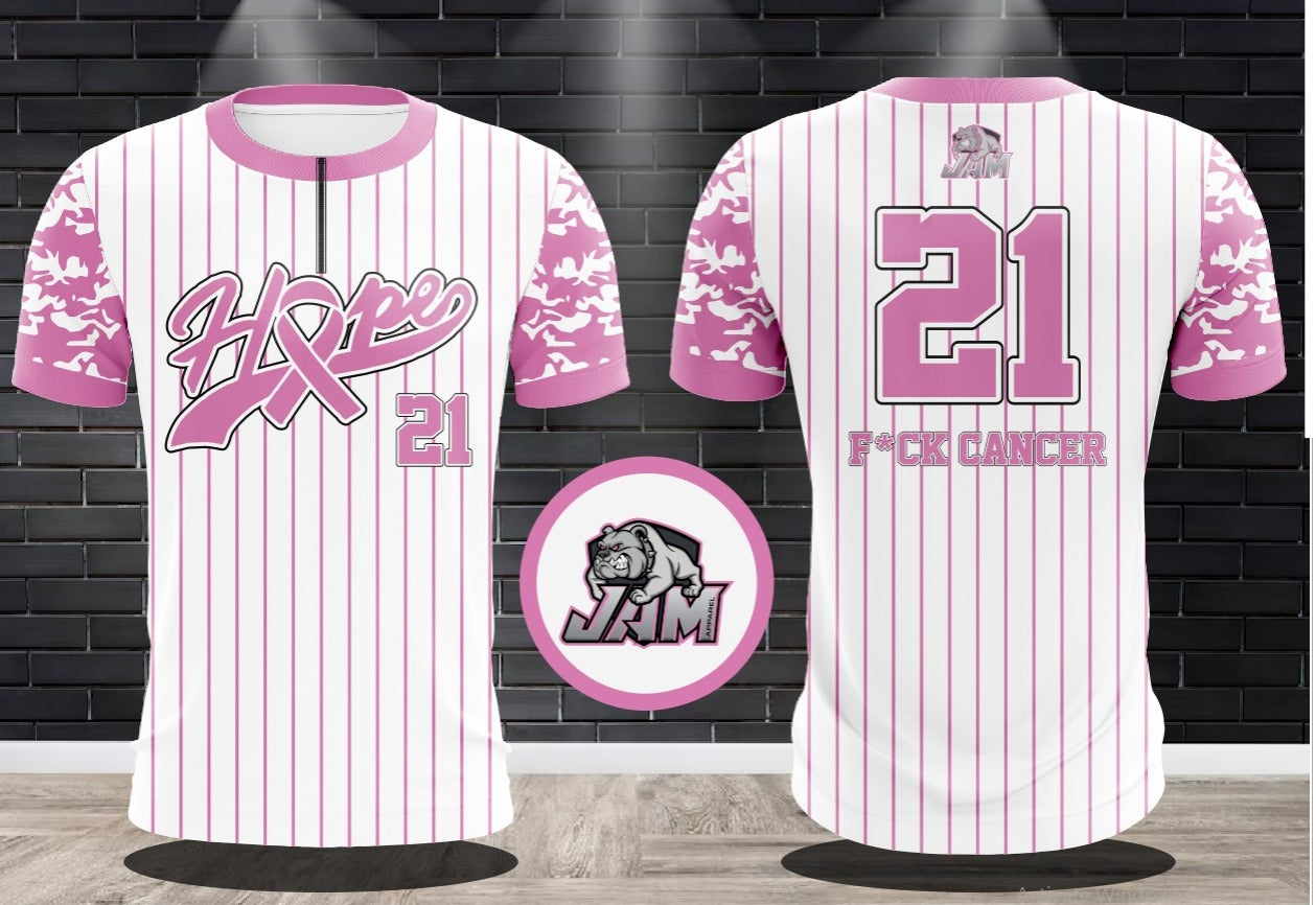 F*CK Cancer Hope - Breast Cancer 1/4 Zip Short Sleeve Jersey