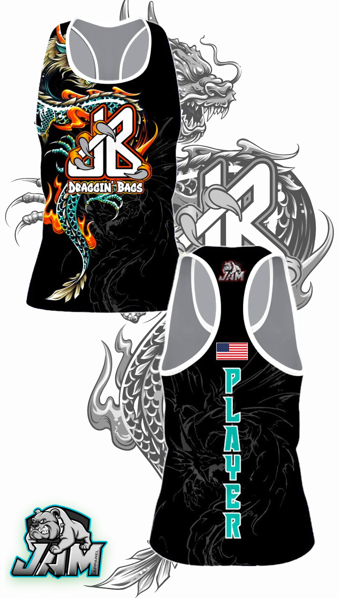 Draggin Bags Double Draggin OG Logo - Black Ladies Racerback Tank
