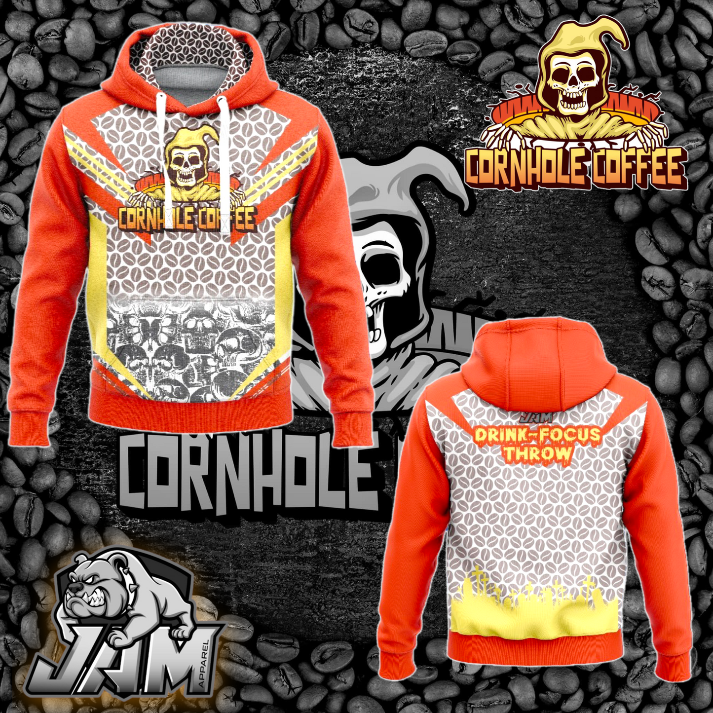Cornhole Coffee White Performance Hooded Sweatshirt