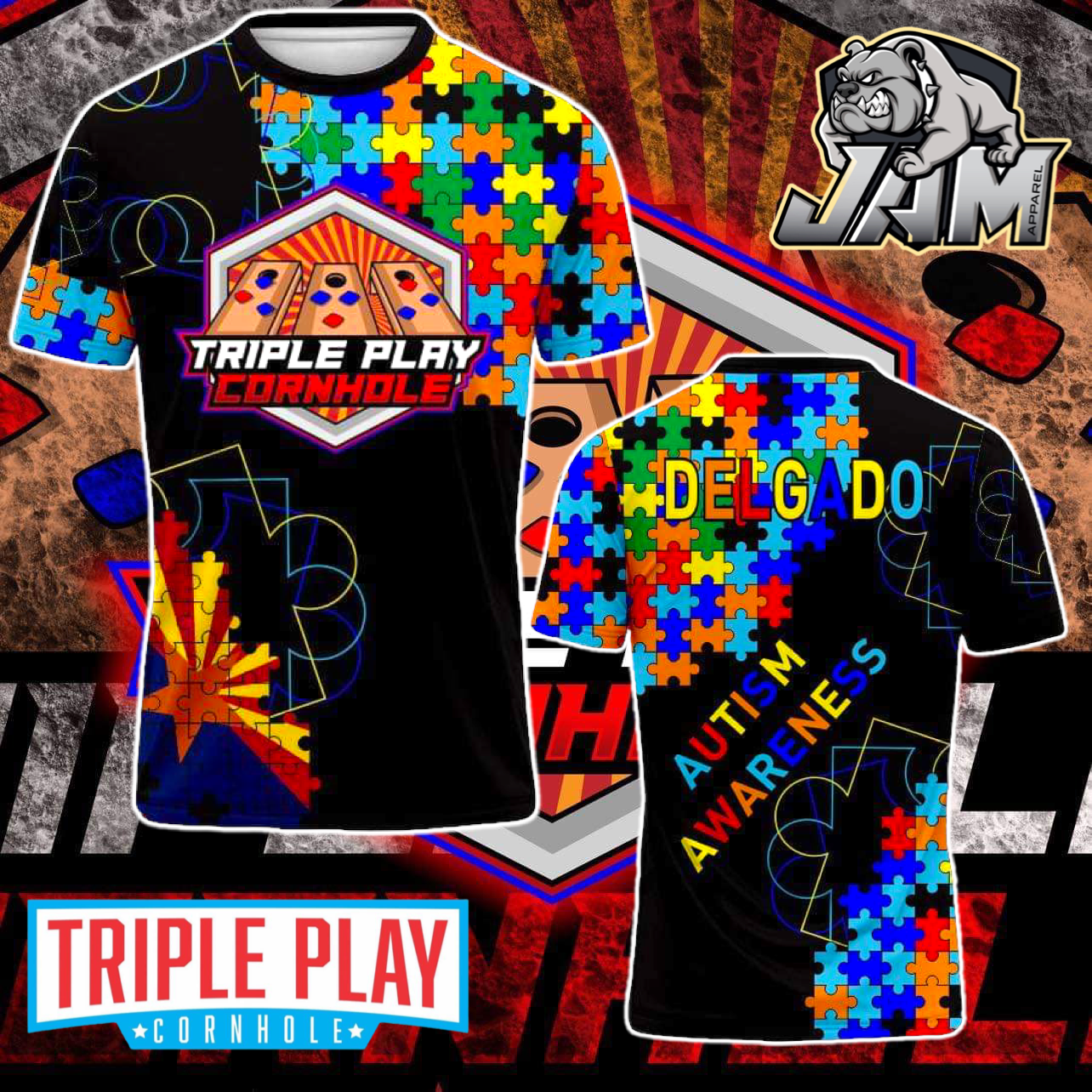 Triple PlayCornhole Autism Awareness Jersey