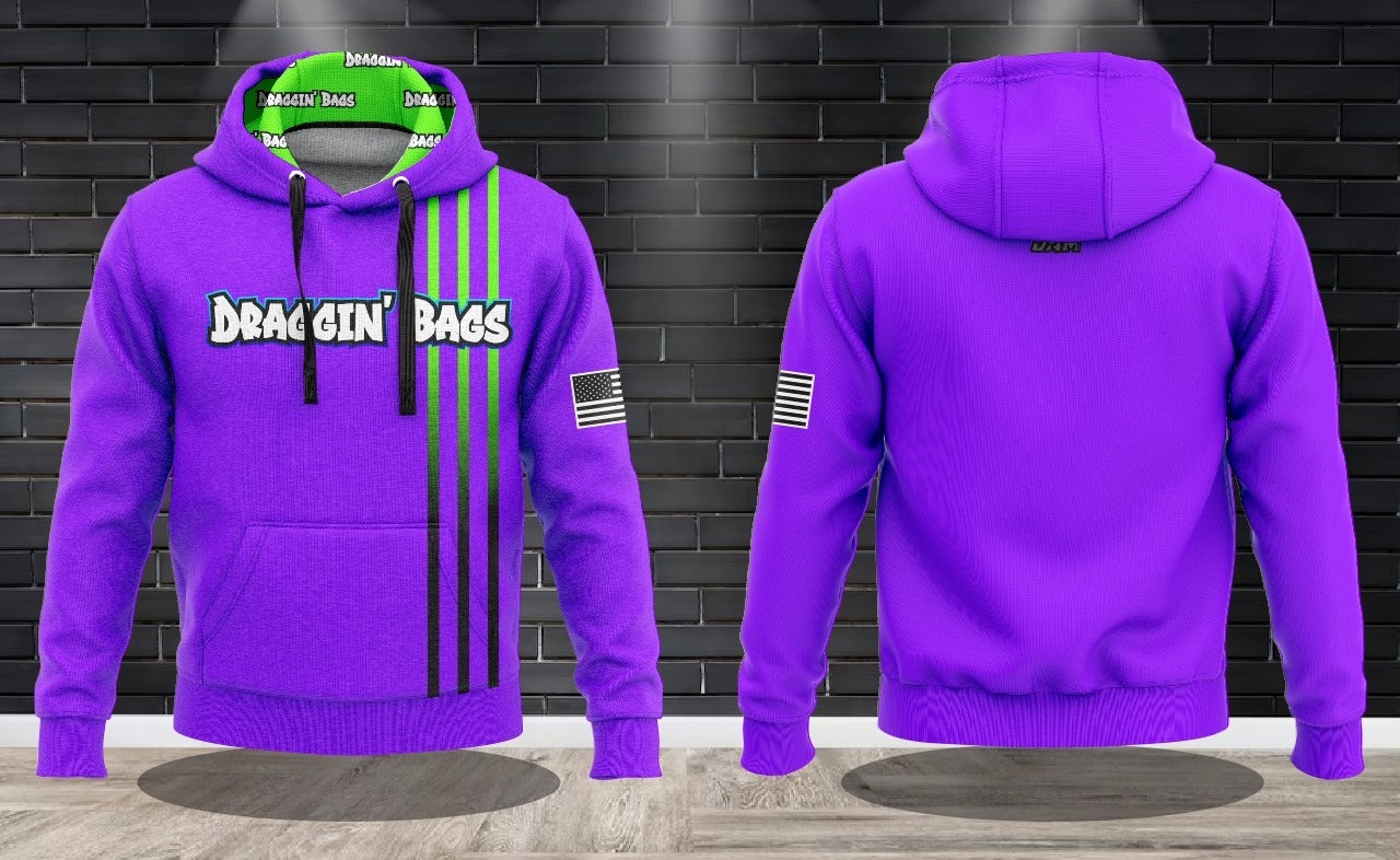 (NEW)Draggin Bags 2024 Clean - Purple Performance Hooded Sweatshirt