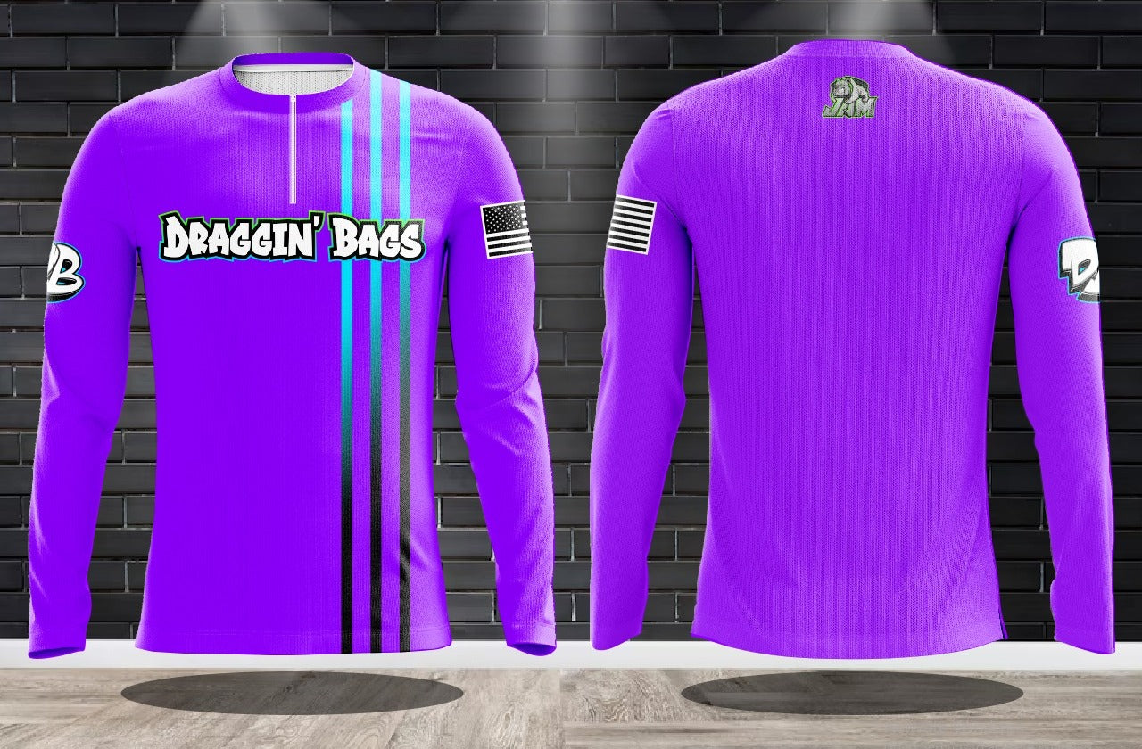 (NEW)Draggin Bags Clean 1/4 Zip Long Sleeve Jersey - Purple