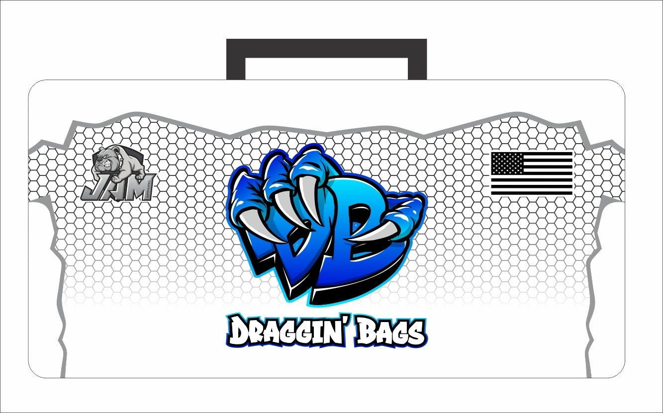 (NEW)Draggin Bags Claw Cornhole Bag Pouch - White Base w/Blue Claw