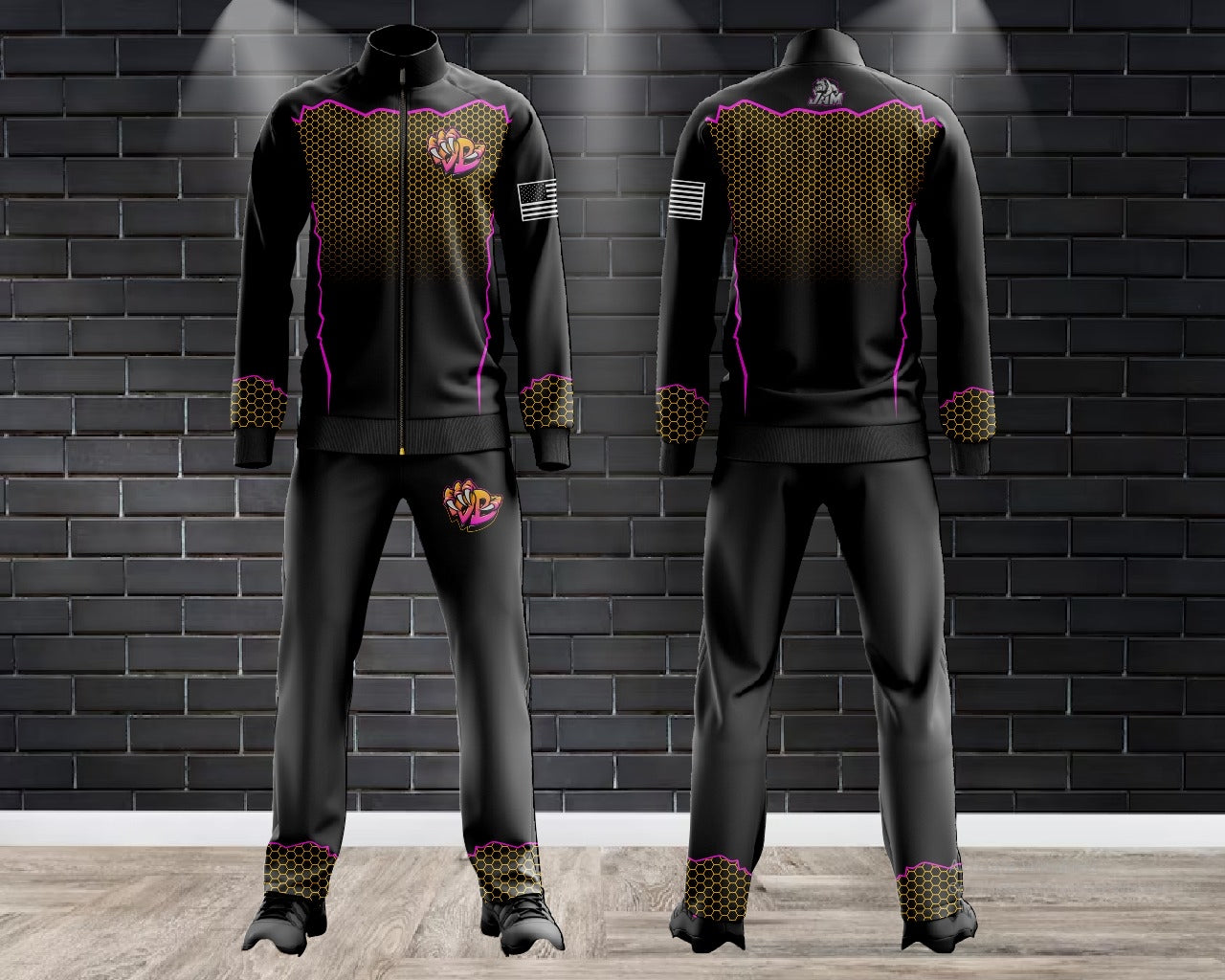 (NEW)Draggin Bags Draggin Claw Tracksuit Jacket - Black Base w/Pink/Yellow Claw